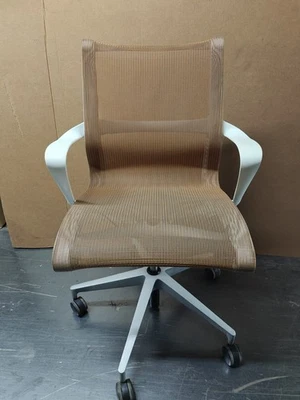 Herman Miller Setu  Office desk mesh chair mesh Brown Mesh White Frame Damaged - Image 1 of 4
