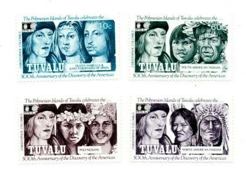 FULL SHEETS Tuvalu 1992 SC 594-7 - Columbian Stamp Expo - 4 Sheets of 40 - MNH Cover