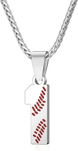 Wikavanli Personalized Baseball Necklaces Baseball Jersey Number 00-99 Necklace  - Picture 1 of 3