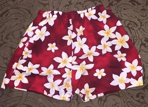 Hawaiian Shorts Aloha 6 Red Floral Made In Hawaii 100% Cotton Boys Childs - Picture 1 of 3