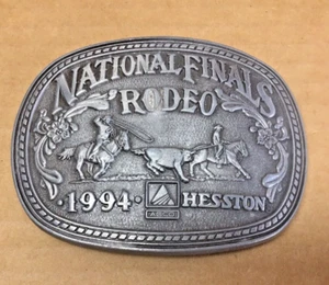 Finales Nacionales 1994 Rodeo Hesston Cinturón Hebilla Premio Diseño Medallas 3x4" - Imagen 1 de 2