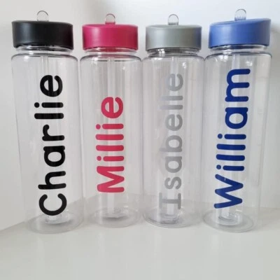 Personalised Named Clear Water Drinks Bottle -School,Gym,Walking,Running - 700ml - Image 1 of 4
