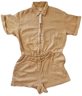 Gap Short Linen Playsuit Jumpsuit  Beige Belted Waist Size L/G 48/50 - Image 1 of 4