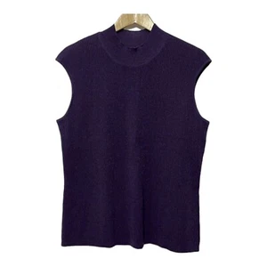 Maglione donna Coldwater Creek misto seta metallizzato senza maniche finto collo taglia L - Foto 1 di 3