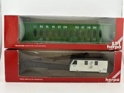 Coche plano y grúa operativa Burlington Northern Centerbeam escala HO MTL 53010 Foto 1 de 4