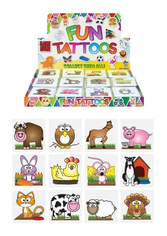 HENBRANDT 72 Farm Farmyard Temporary Tattoos Transfers Kids Boys Girls Party Bag Fillers