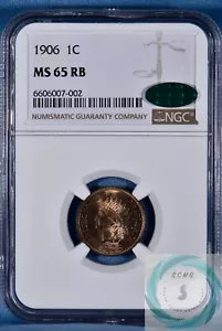 1906 1C Indian Head Cent NGC MS 65 RB w/CAC - Brilliant and Balanced Red Brown - Picture 1 of 16