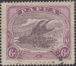 Stamp 1928 Papua 6d dull & pale purple Lakatoi SG101 crown point right back - Picture 1 of 2