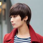 Dark Brown Men Male Short Straight Synthetic Hair Cosplay Party Full Wig