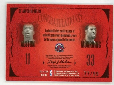 Parche de luto Chris Bosh Rose Peterson 2004-05 Fleer Dynasty Foundations #d/99  Foto 1 de 2