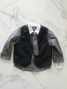 Sean John size 4T Boys Dress Shirt, Tie and Vest Set, Black, White, Gray, NWT - Picture 1 of 7