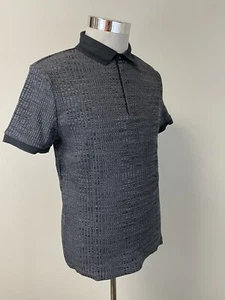 River Island Polo Shirt Mens Medium Blue Short Sleeve Knit Slim Fit  N158 - Picture 1 of 11