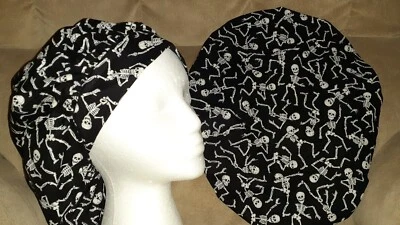 XRAY TECH  Glow in the Dark Skeletons Medical Surgical Bouffant Scrub Hat S,M,L - Image 1 of 2