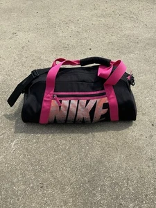 Nike Sports Duffle Bag Retro 80s 90s Vintage Festival Travel Gym Black Pink Rare - Picture 1 of 10
