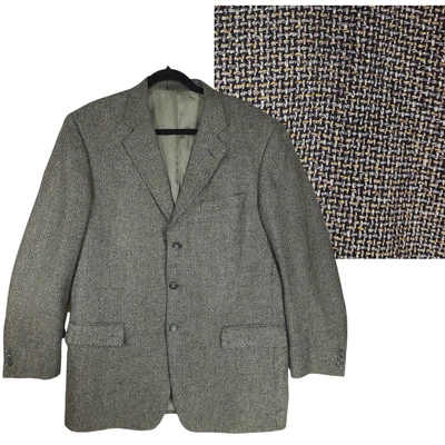 Tallia Uomo Nordstrom 43L Mens Silk Wool Sport Coat  Beige Gray Vintage Blazer - Image 1 of 4