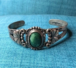 Vintage Turquoise Cuff Bracelet Fred Harvey Trading Post Era Native American - Picture 1 of 10