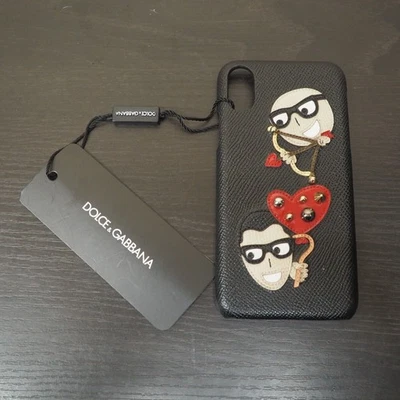 Dolce & Gabbana Iphone X 10 Black Dauphine Leather Patch Case Genuine Brand New - Image 1 of 4