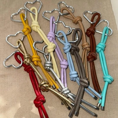 PU Leather Cord Keychain Stylish Heart Pendant Anniversary Birthday Gift - Image 1 of 4