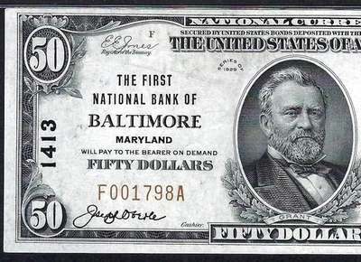 🇺🇸MD 1929 $50 ♚♚BALTIMORE, MARYLAND♚♚ PMG CHOICE ABOUT UNC 58 BEST GRADED $50! - Image 1 of 3