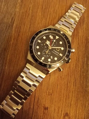 Reloj Pulsera Hombre TIMEX Q GMT TW2V69800 Cronógrafo Acero Inoxidable Negro Nuevo Antiguo Stock Foto 1 de 4