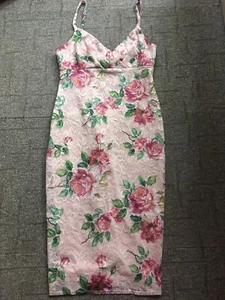 Pink Boutique Pink Lace Rose Print Dress. Size 12. Worn Once - Picture 1 of 5