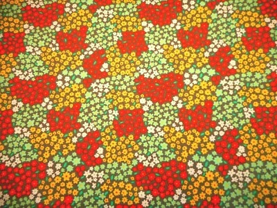 Tela Edredón 1 7/8+ Yarda Amarillo Naranja Blanco Verde Floral Gris Algodón Premium #C Foto 1 de 2