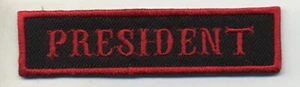 presidente patch distintivo car club moto motociclista MC gilet giacca nero rosso - Foto 1 di 1