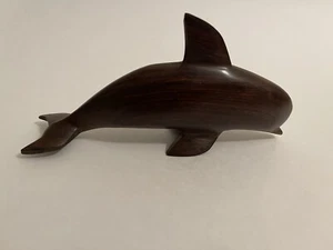 Vintage Hand Carved Solid Ironwood Dolphin Sculpture 8"L, 3.75"H, 2"W - Picture 1 of 10