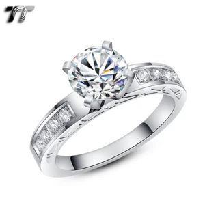 High Quality TT Stainless Steel 2 Ct Engagement Wedding Band Ring (R310S) - Picture 1 of 1