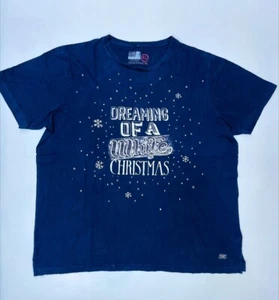 Dreaming of a White Christmas M&S Cotton Navy T-Shirt XL 43-46” Christmas - Picture 1 of 5
