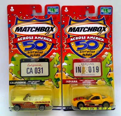 2Matchbox Across America CHEVROLET-CALIFORNIA '55 BEL AIR & INDIANA '97 CORVETTE - Image 1 of 4