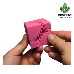 Gear Cube Fidget Toy – Pink 3D Printed Sensory Stress Relief - Picture 1 of 7