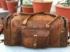 Men Large Capacity Leather Holdall Travel Gym Duffle Sports Cabin Weekend Bag US