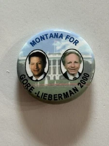2000 Gore & Lieberman Jugate Picture 1 3/4” Cello Campaign Button Montana - Picture 1 of 1