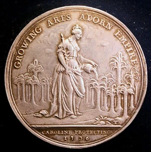 SCHÖNE 1736 Betts Medaille - Jernegan's Lottery, Betts 169, Carolina Protecting - Bild 1 von 2