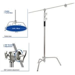 3.3m Studio C-Stand Boom Arm Century Stand resistente ruote base tartaruga Dolly - Photo 1/12