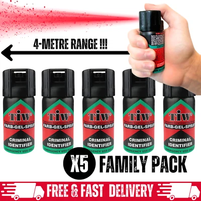 5 x Farb-Gel 40mL Personal Protection Spray Criminal ID Dye Marker UK Legal - Image 1 of 4