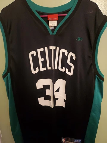 Boston Celtics Reebok #34 Pierce Jersey L (Men's Large) Black Green RBK Cover