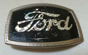 Ford Logo Belt Buckle Silvertone & Black #680 3.5"x2.25" Used Good - Picture 1 of 6