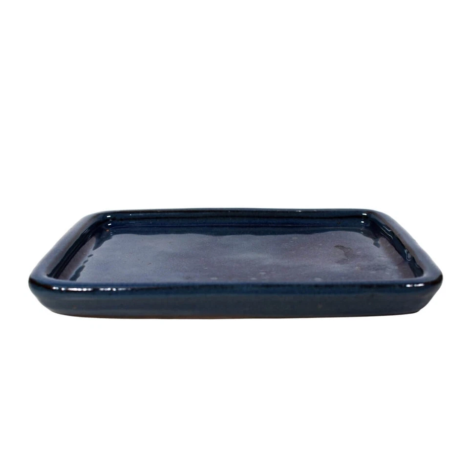Blue Rectangle Bonsai Drip Tray | 160x120 | Glazed Ceramic Drip Tray - Image 1 of 1