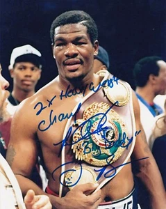RIDDICK BOWE  BOXING HEAVYWEIGHT CHAMPION  2 X CHAMP   ACTION SIGNED 8x10 - Picture 1 of 1
