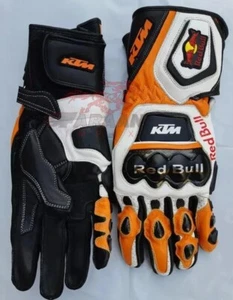 KTM Red Bull Racing Gloves Motorbike Leather Protective Gear Street Track Riding - Picture 1 of 2
