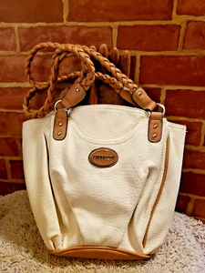ROSETTI Cream/Brown Soft Faux Leather Braided Straps Shoulder Handbag 4127 - Picture 1 of 7