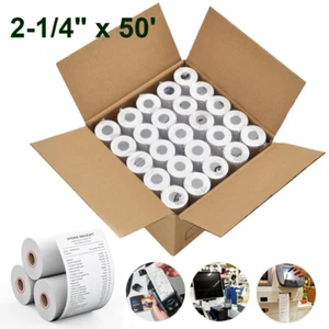 50 rollos 2 1/4" x 50' caja registradora tarjeta de crédito recibo papel térmico nuevo - Imagen 1 de 8