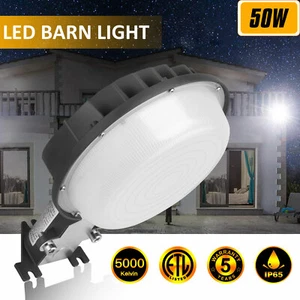 Outdoor 50W LED Barn Yard Light Dusk to Dawn Street Home Security Area Lighting - Picture 1 of 10