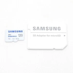 Carte mémoire microSD Samsung Pro Endurance + adaptateur microSDXC (128Go) - Photo 1 sur 3
