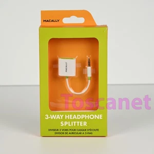 MACALLY 3-Way Headphone Audio Splitter Adapter, For Iphone Ipod Ipad, New - Afbeelding 1 van 2