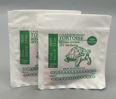 2 Neon Galapagos Giant Tortoise American Orthodontics Elastics Dental Braces
