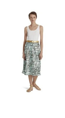 LAUREN RALPH LAUREN Snakeskin-Print Satin Charmeuse A-Line Skirt Size 12 - Imagem 1 de 4