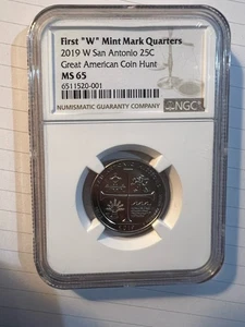 2019 W San Antonio Great American Coin Hunt 25C NGC MS65 - Picture 1 of 1
